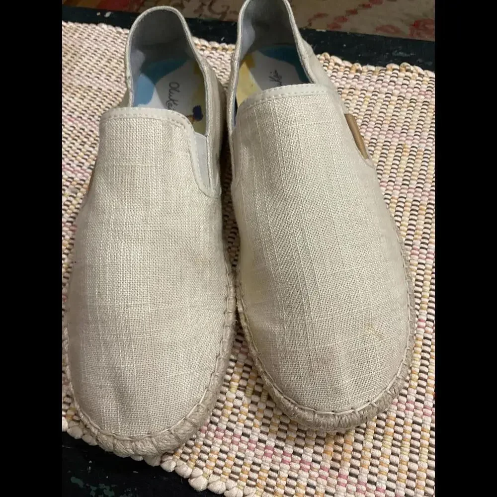 Olukai Kaula Pa’a Kapa Women’s Espadrilles Linen Slip ons Size 9